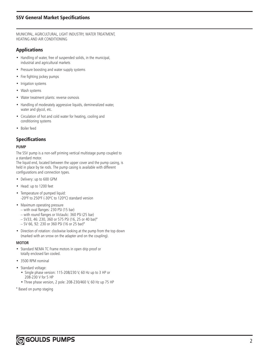 Xylem GLSSV2 SSV Series Vertical Multi-Stage Pumps D1 User Manual | Page 4 / 68