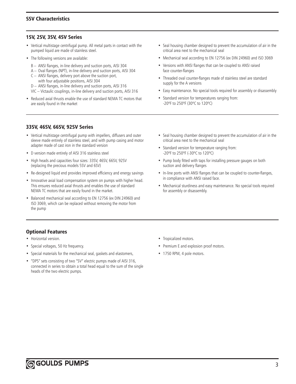 Xylem GLSSV2 SSV Series Vertical Multi-Stage Pumps D1 User Manual | Page 5 / 68
