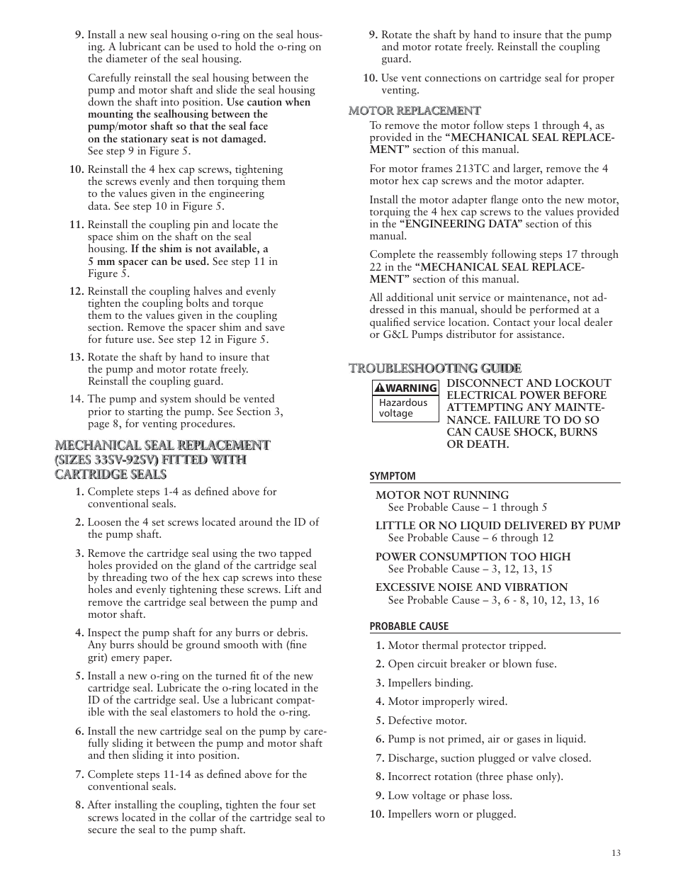 Xylem IM018 R07 G&L SERIES MODEL SSV User Manual | Page 13 / 56
