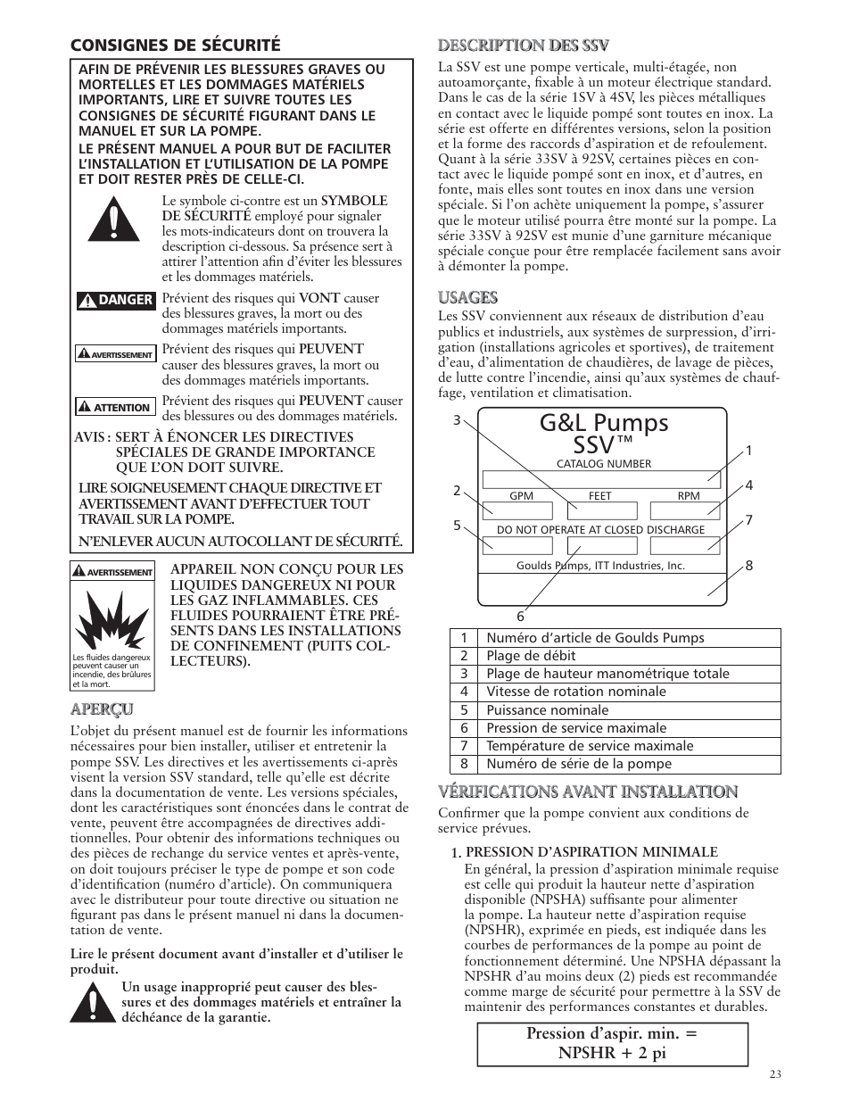 G&l pumps ssv | Xylem IM018 R07 G&L SERIES MODEL SSV User Manual | Page 23 / 56