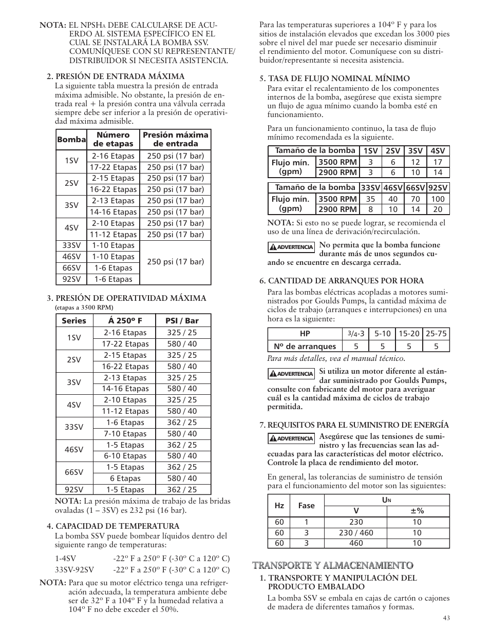 Xylem IM018 R07 G&L SERIES MODEL SSV User Manual | Page 43 / 56