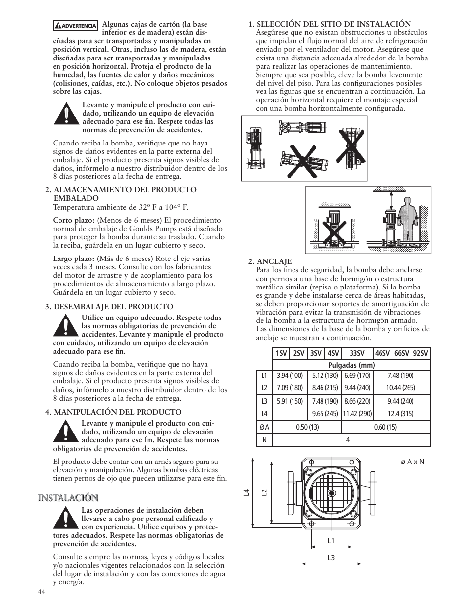 Xylem IM018 R07 G&L SERIES MODEL SSV User Manual | Page 44 / 56