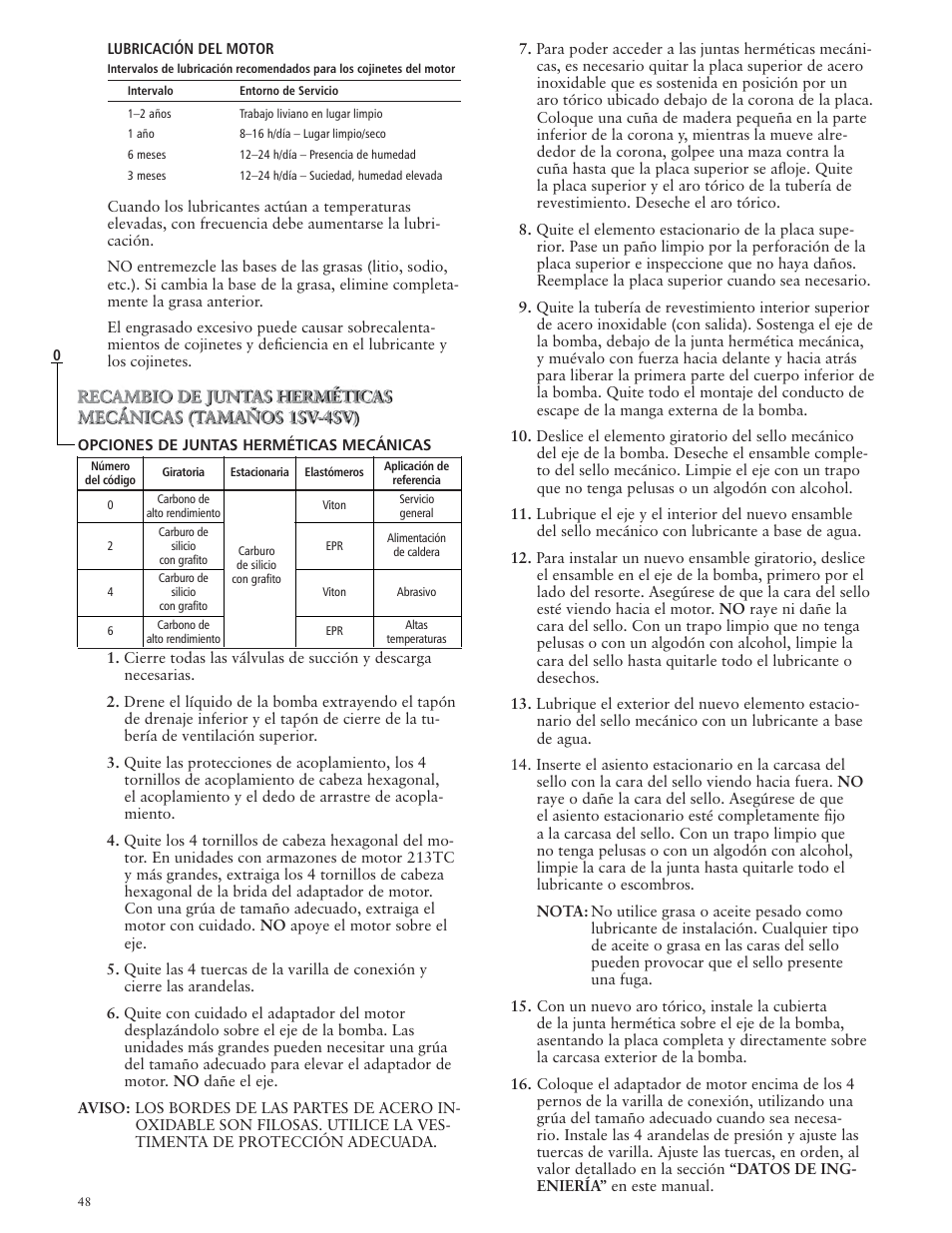 Xylem IM018 R07 G&L SERIES MODEL SSV User Manual | Page 48 / 56