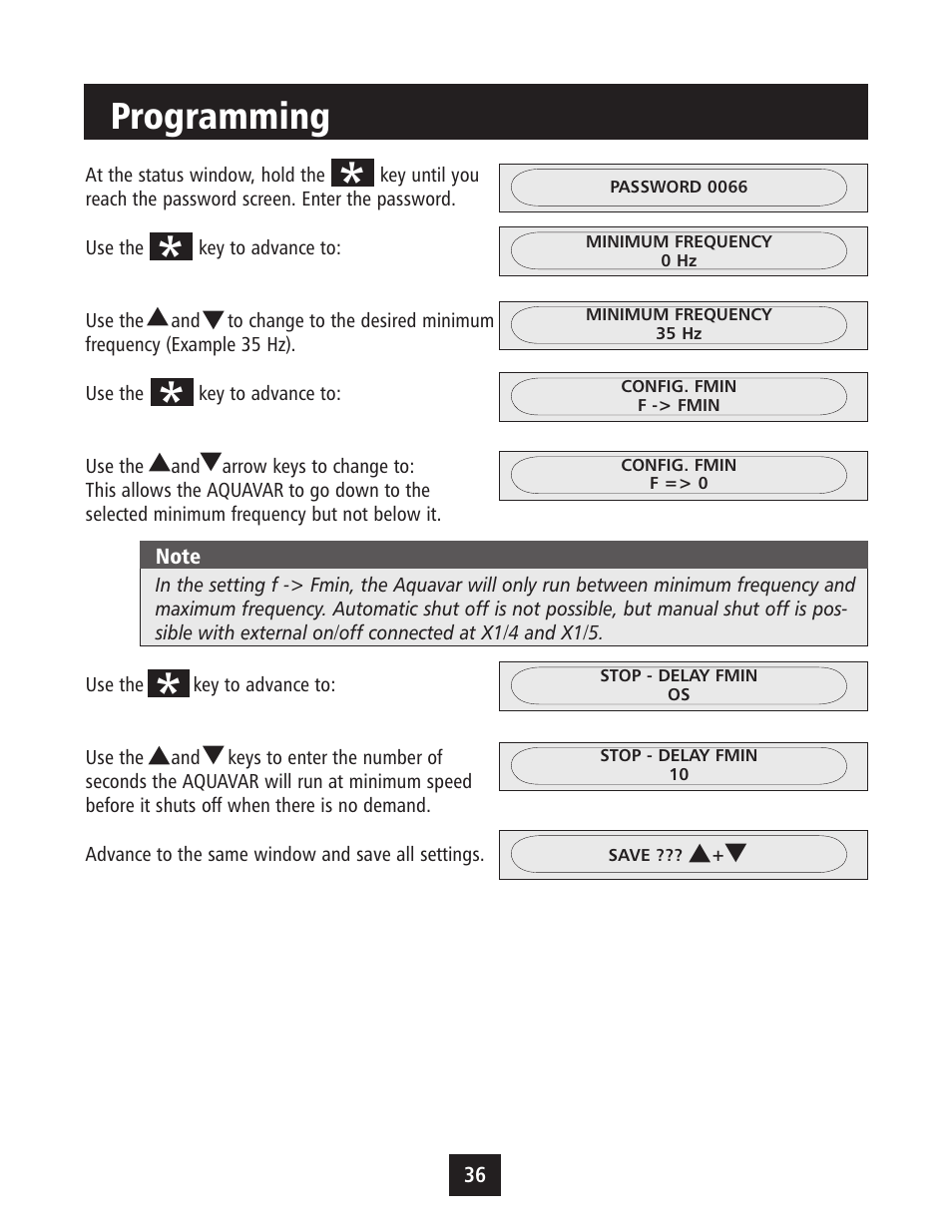 Programming | Xylem IM043 AQUAVAR Variable Speed Pump Control User Manual | Page 37 / 84