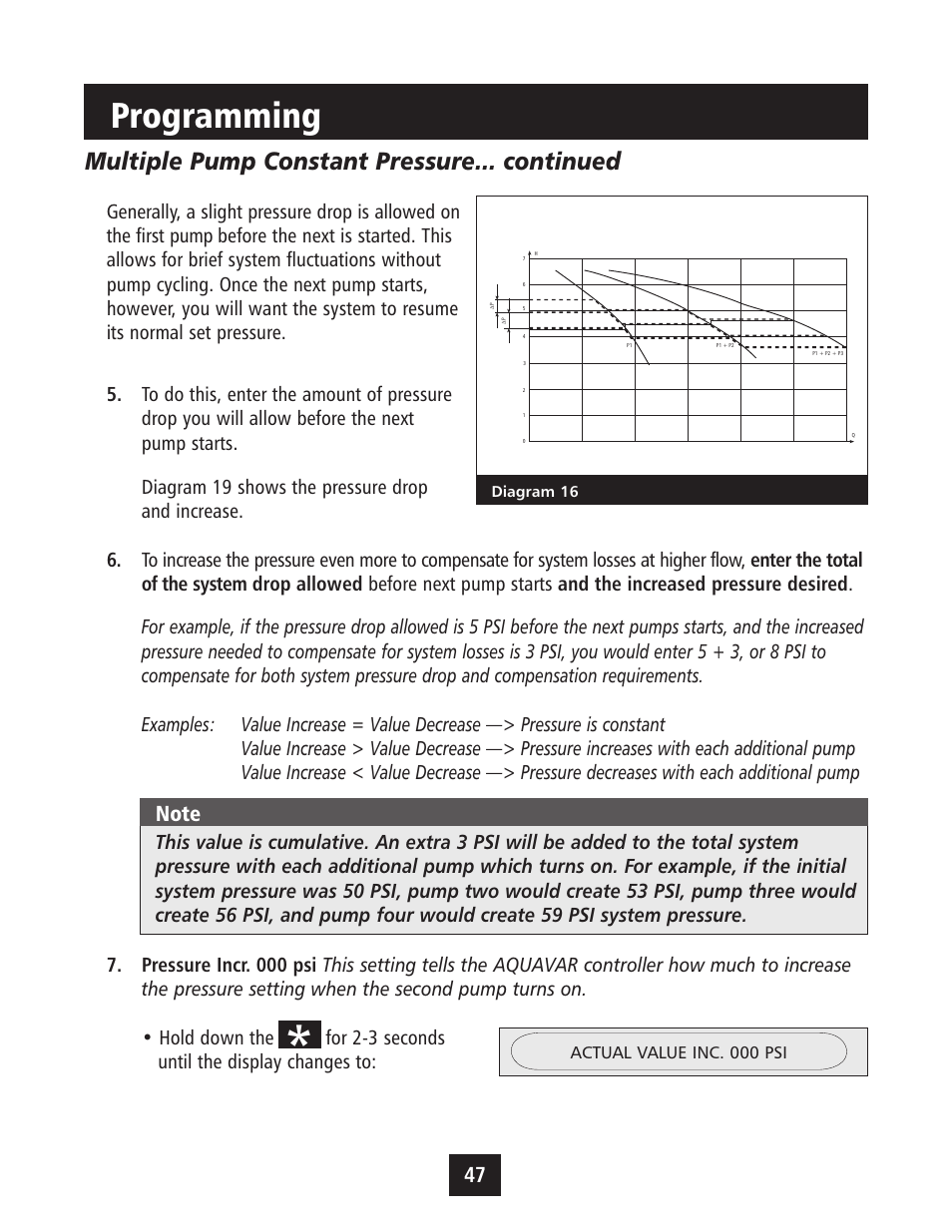 Programming, Multiple pump constant pressure... continued | Xylem IM043 AQUAVAR Variable Speed Pump Control User Manual | Page 48 / 84