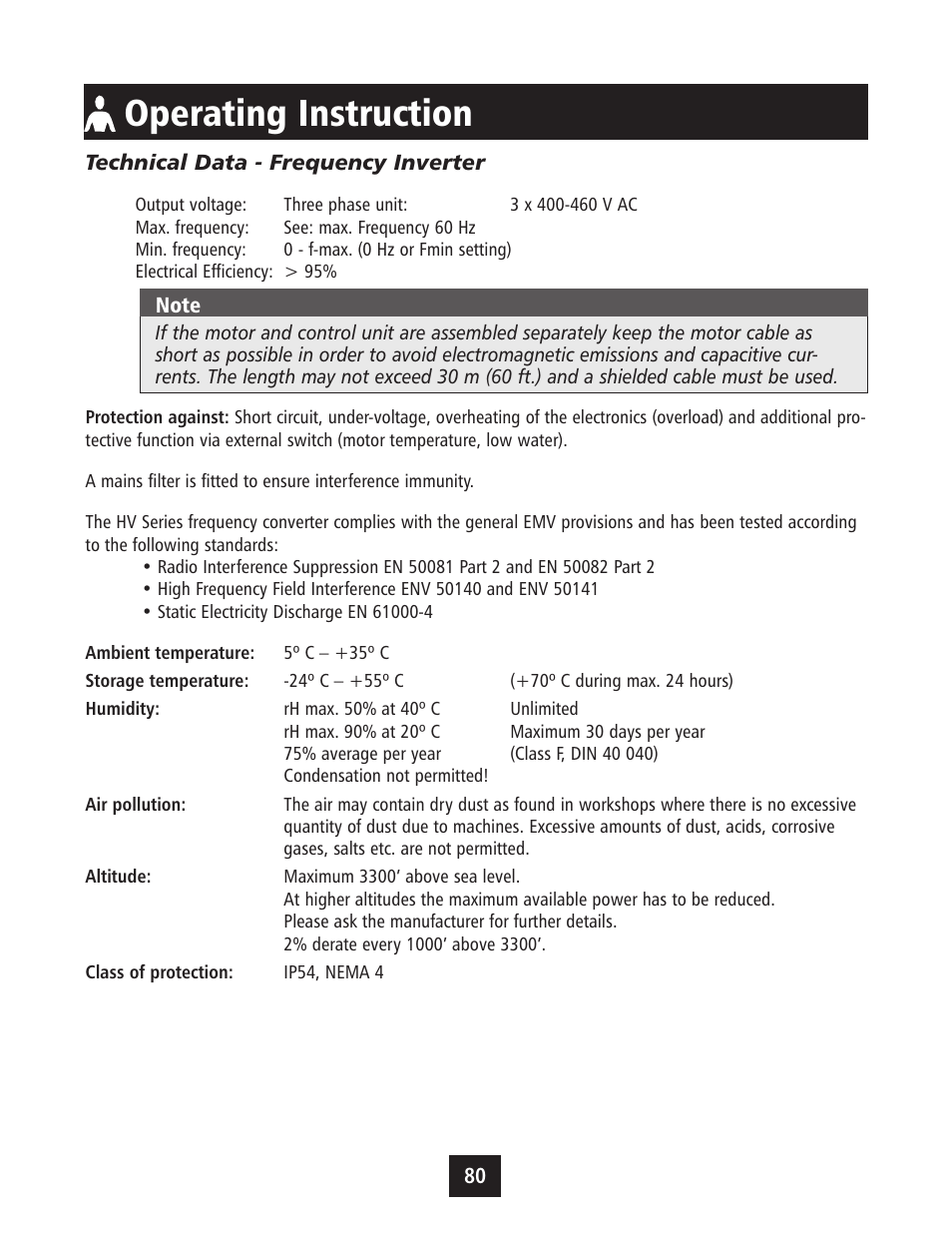 Operating instruction | Xylem IM043 AQUAVAR Variable Speed Pump Control User Manual | Page 81 / 84