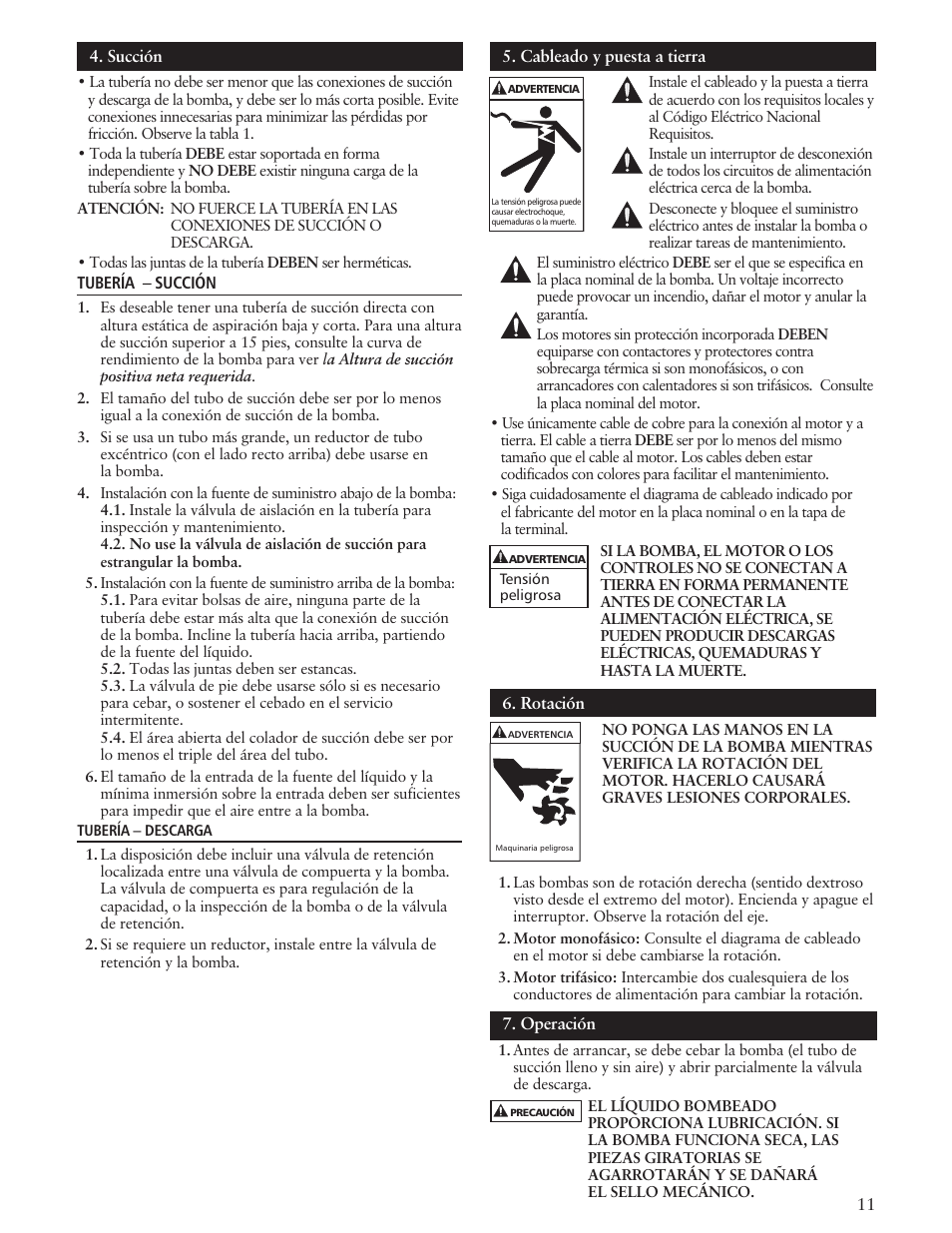Xylem IM100 Model SFH/SFC User Manual | Page 11 / 24