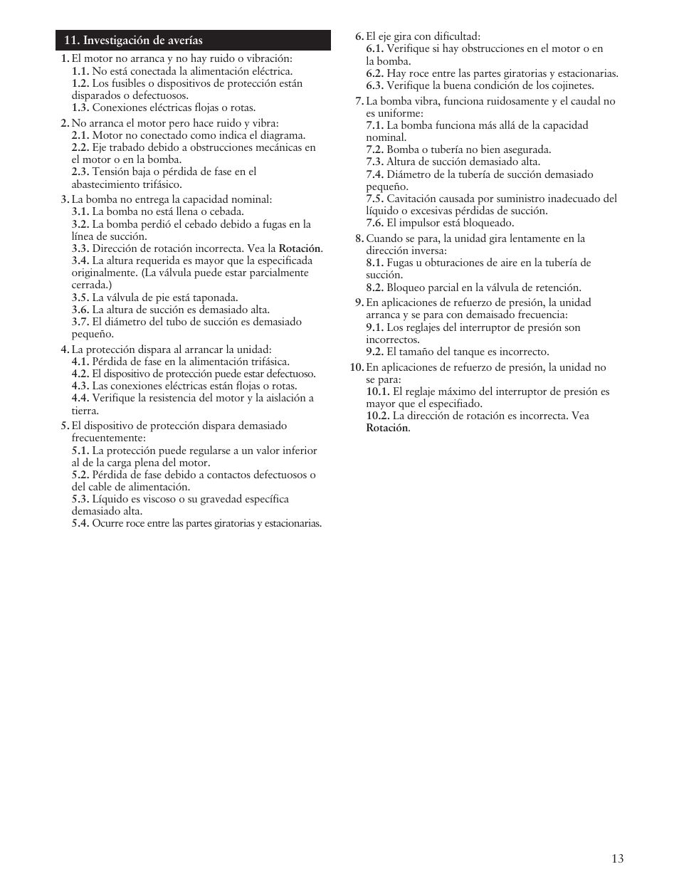 Xylem IM100 Model SFH/SFC User Manual | Page 13 / 24