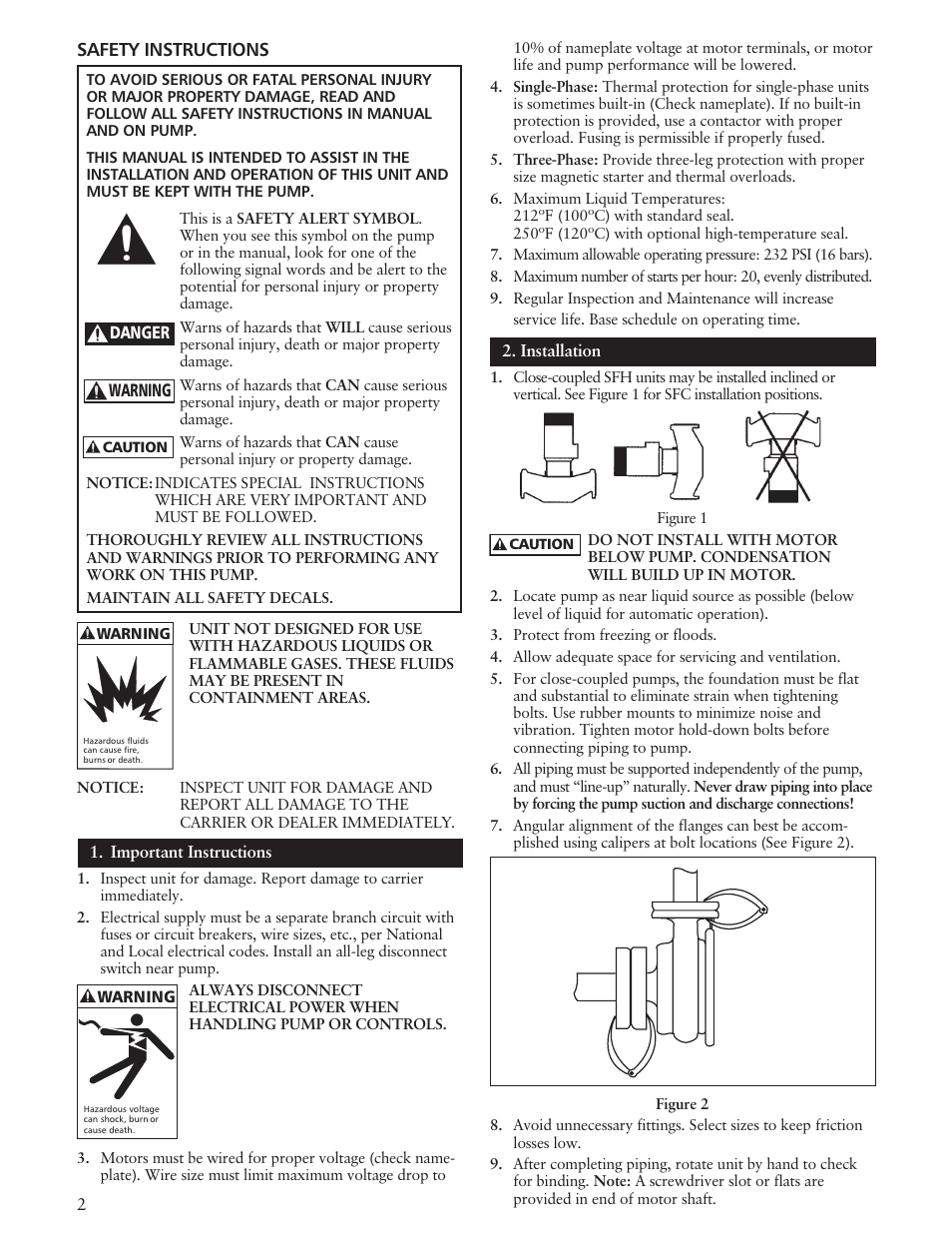 Xylem IM100 Model SFH/SFC User Manual | Page 2 / 24
