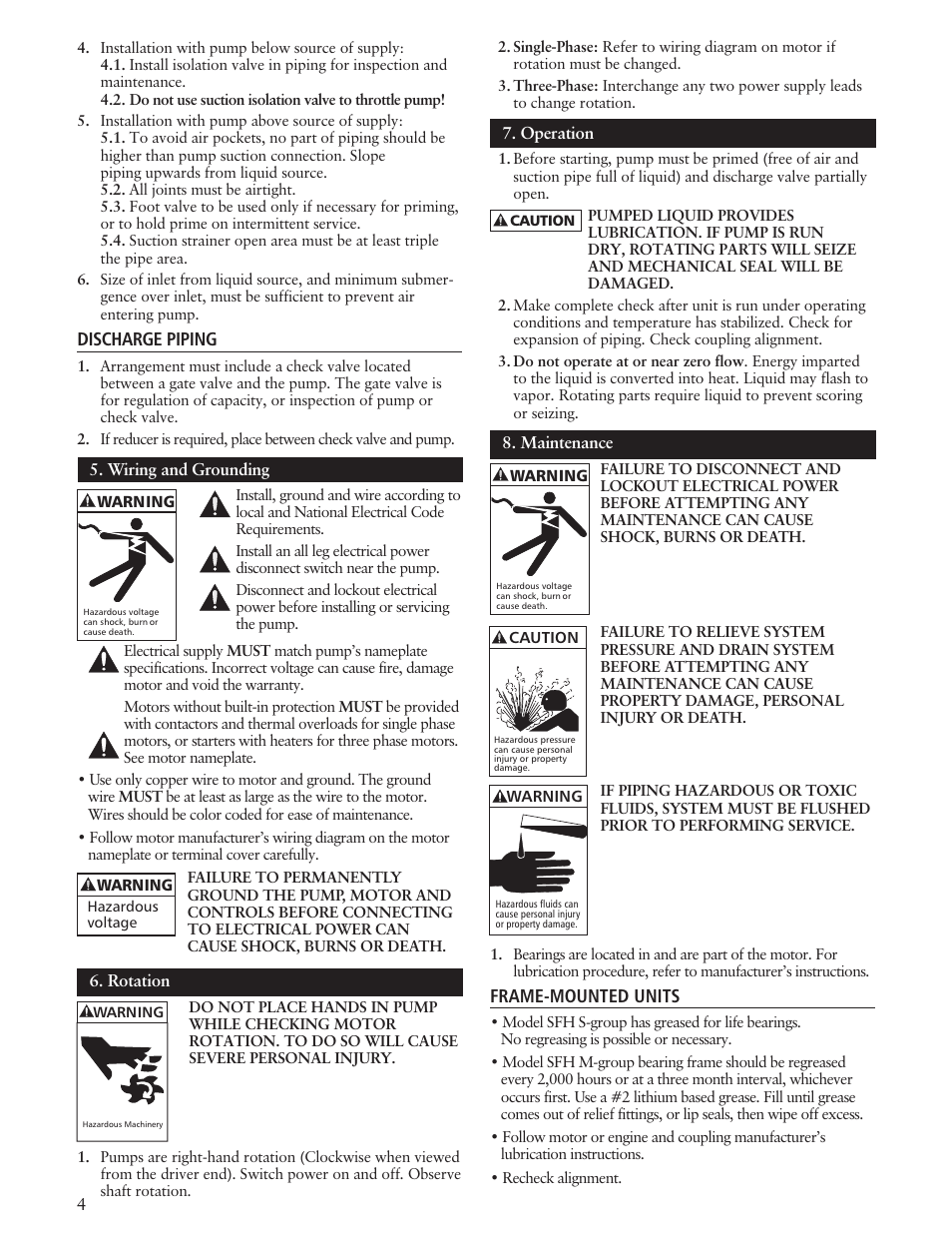 Xylem IM100 Model SFH/SFC User Manual | Page 4 / 24