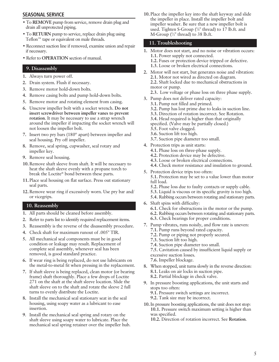 Xylem IM100 Model SFH/SFC User Manual | Page 5 / 24