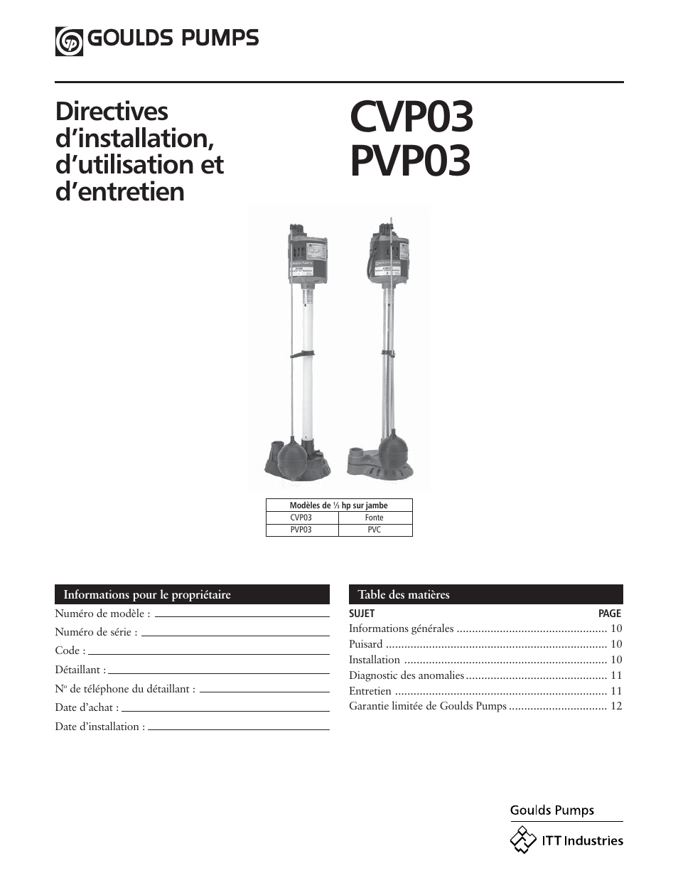 Cvp03 pvp03 | Xylem IM109 CVP03 PVP03 User Manual | Page 9 / 12