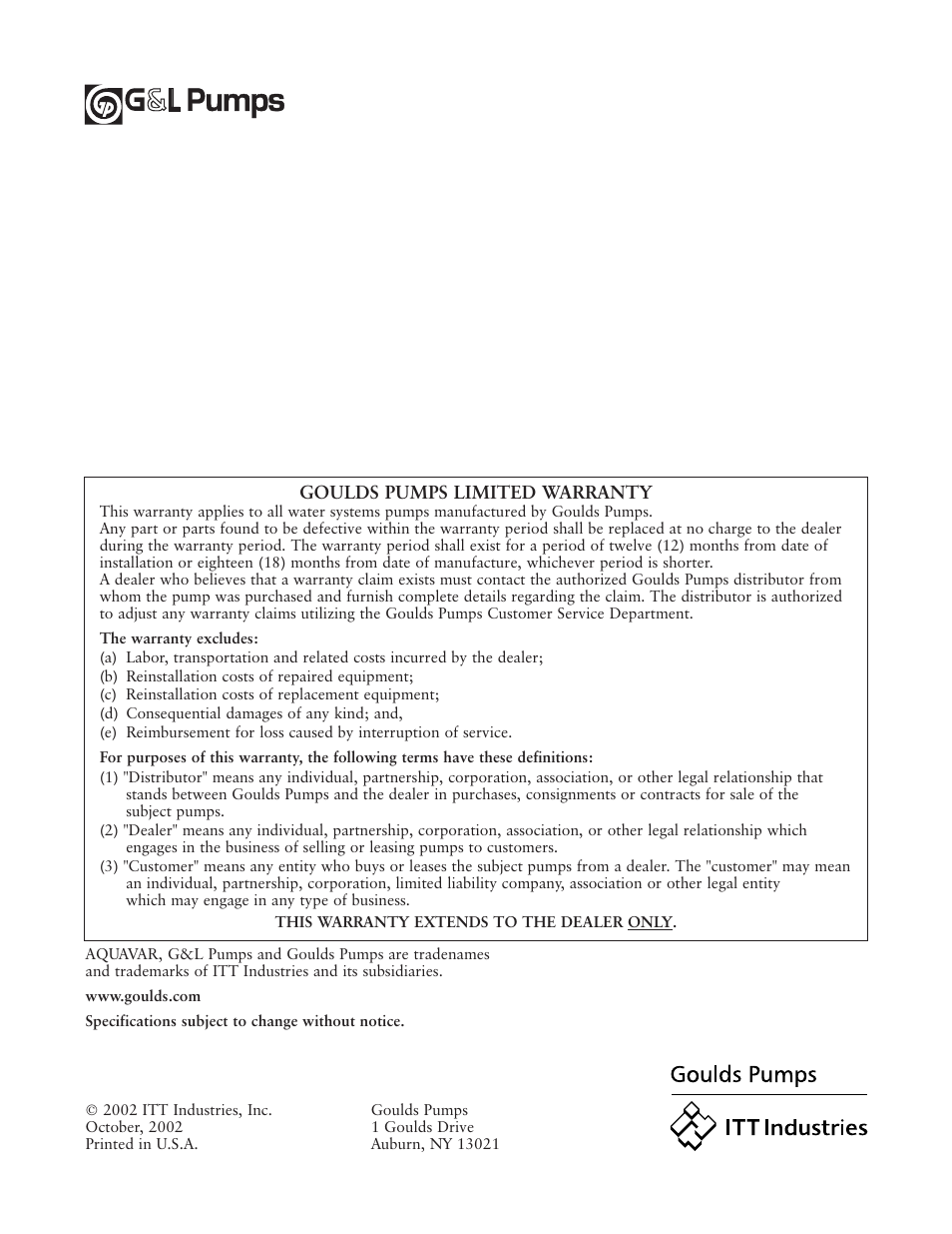 Xylem IM131R01 AQUAVAR AV II User Manual | Page 92 / 92
