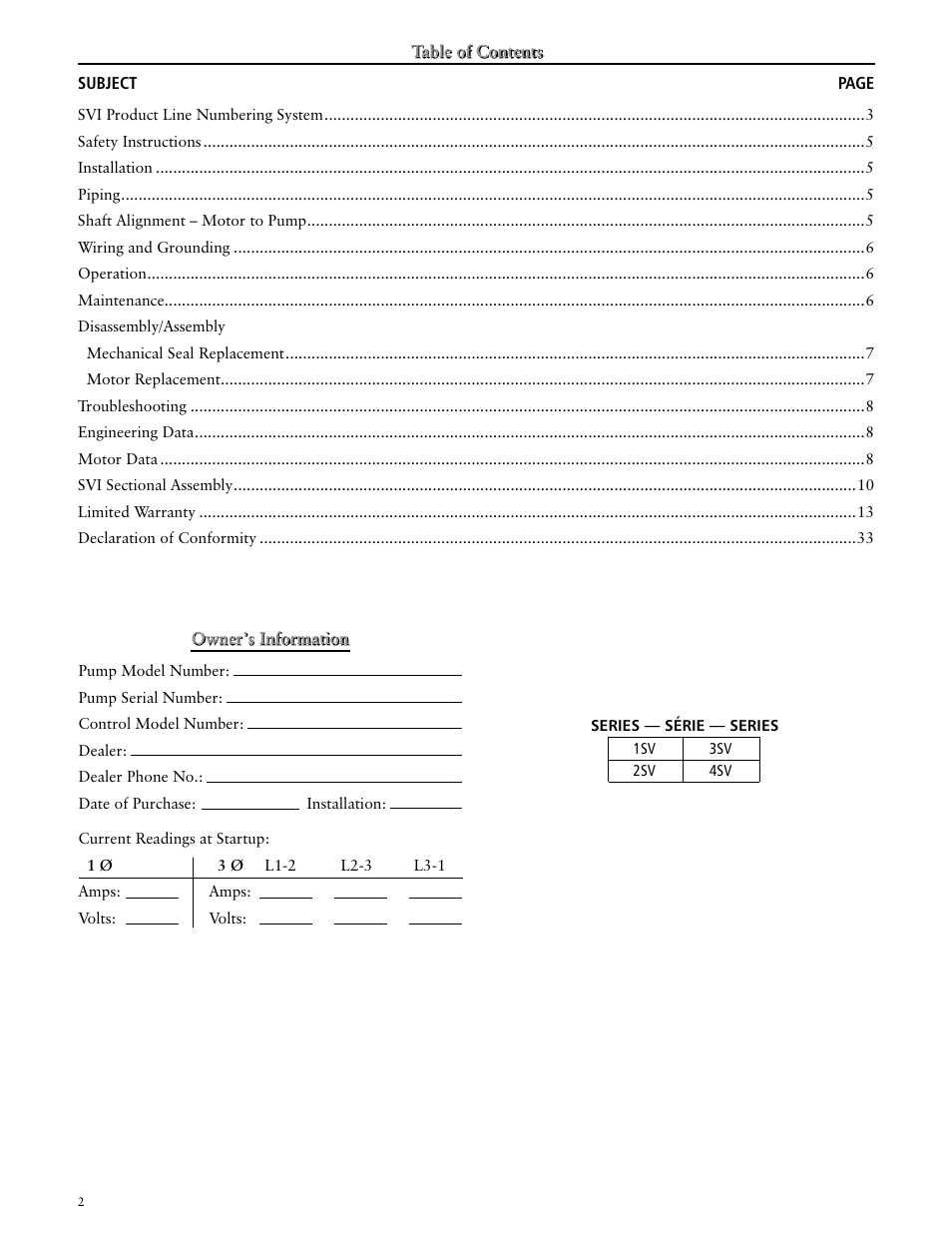 Xylem IM170 G&L SERIES MODEL SVI User Manual | Page 2 / 36