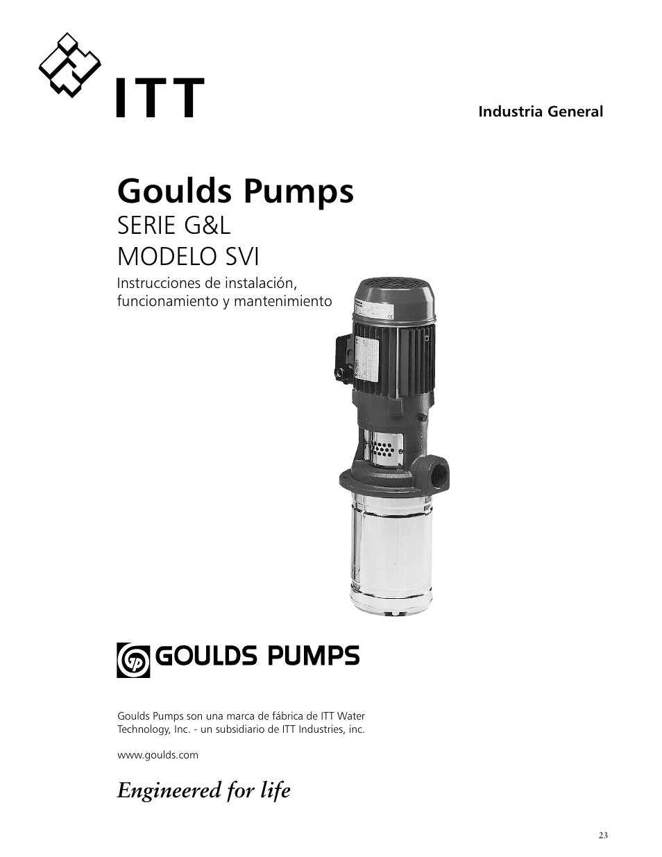 Goulds pumps, Serie g&l modelo svi | Xylem IM170 G&L SERIES MODEL SVI User Manual | Page 23 / 36