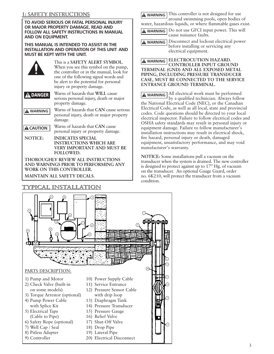 Safety instructions, Typical installation, Danger | Xylem IM182 Balanced Flow User Manual | Page 3 / 40