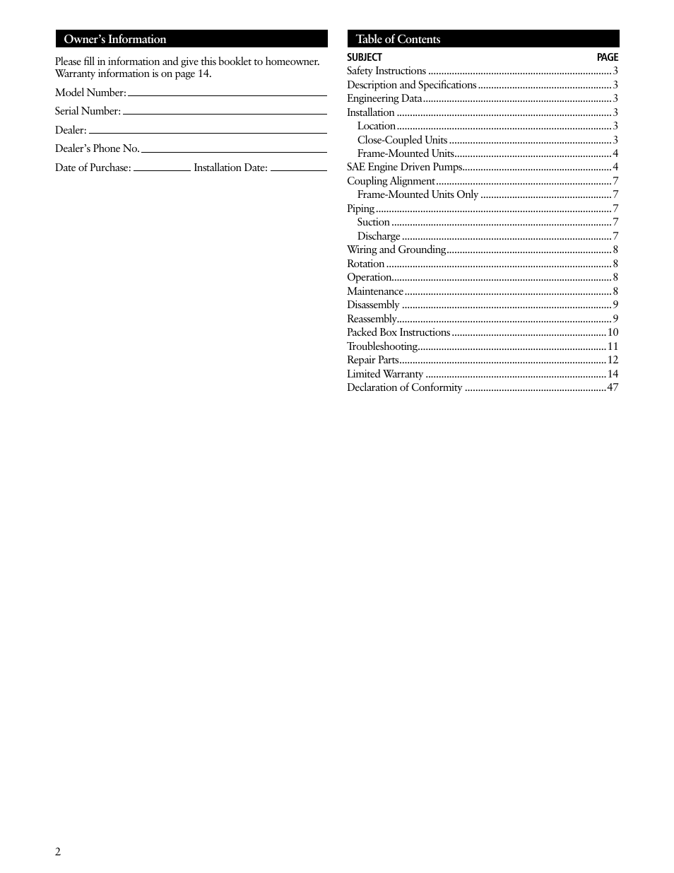 Xylem IM190 R00 Ag-Flo User Manual | Page 2 / 48