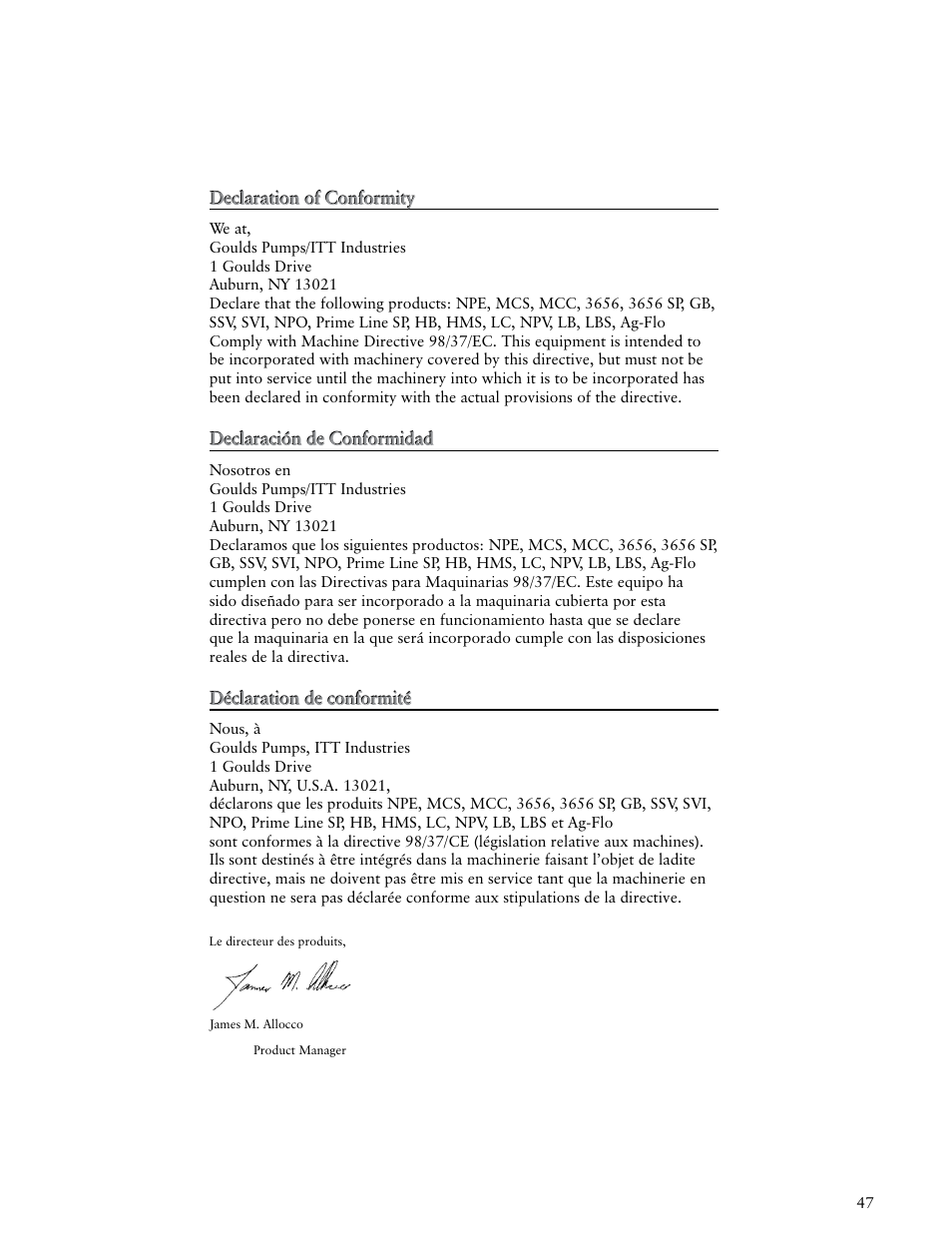 Xylem IM190 R00 Ag-Flo User Manual | Page 47 / 48