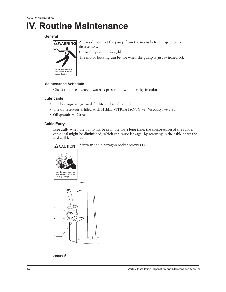 Iv. routine maintenance | Xylem IM205 Vortex Series User Manual | Page 16 / 24