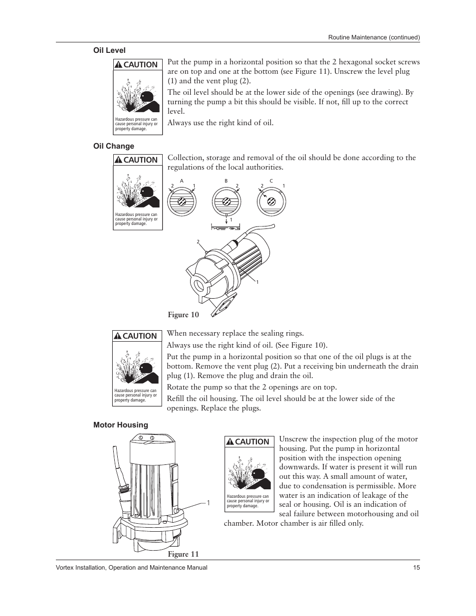 Caution | Xylem IM205 Vortex Series User Manual | Page 17 / 24