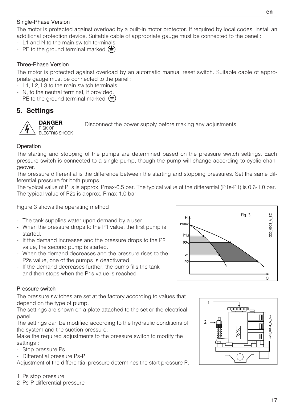 Settings | Xylem 2 Pump Booster Sets GXS20, GMD20, GMY20 User Manual | Page 17 / 88