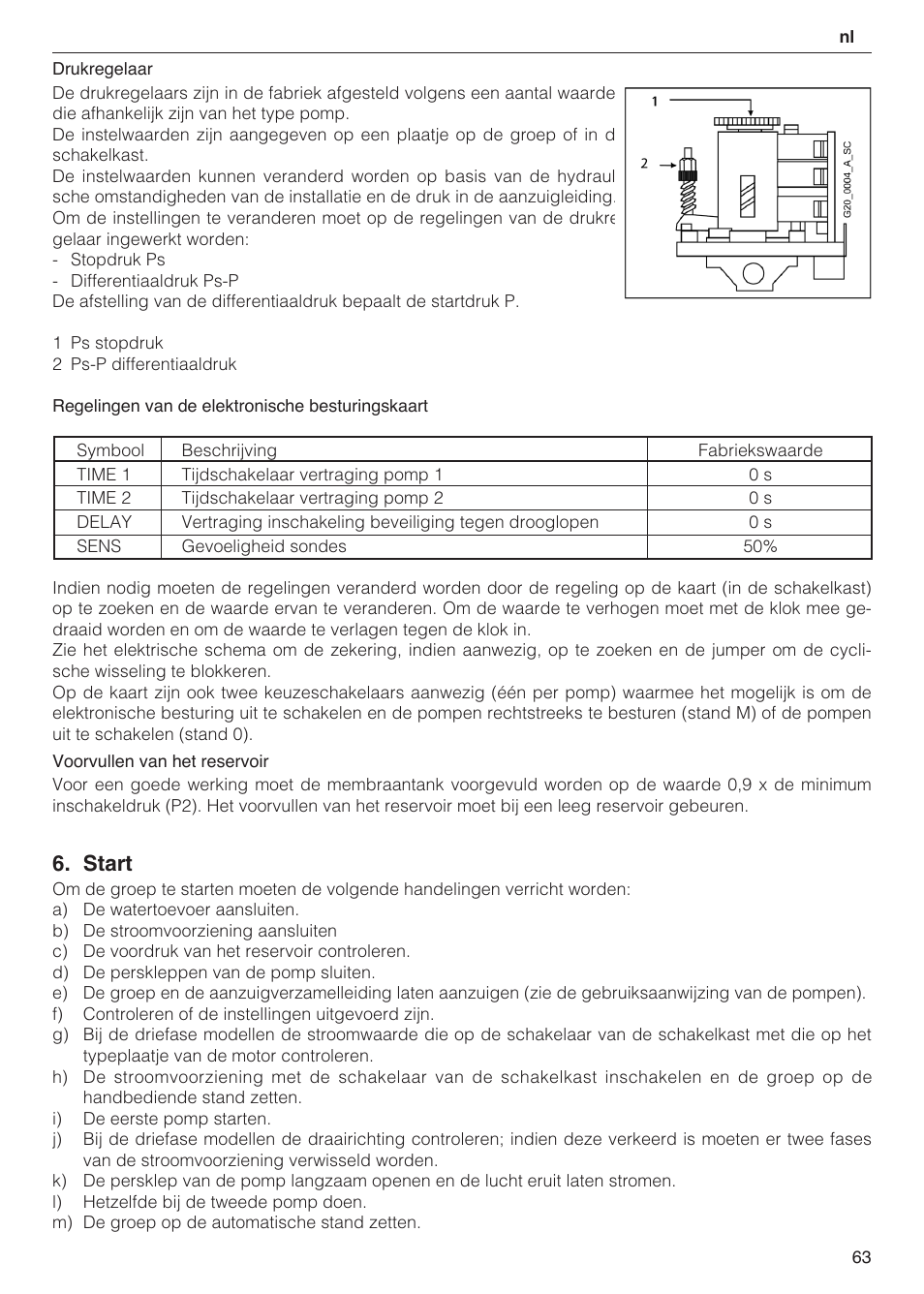 Start | Xylem 2 Pump Booster Sets GXS20, GMD20, GMY20 User Manual | Page 63 / 88