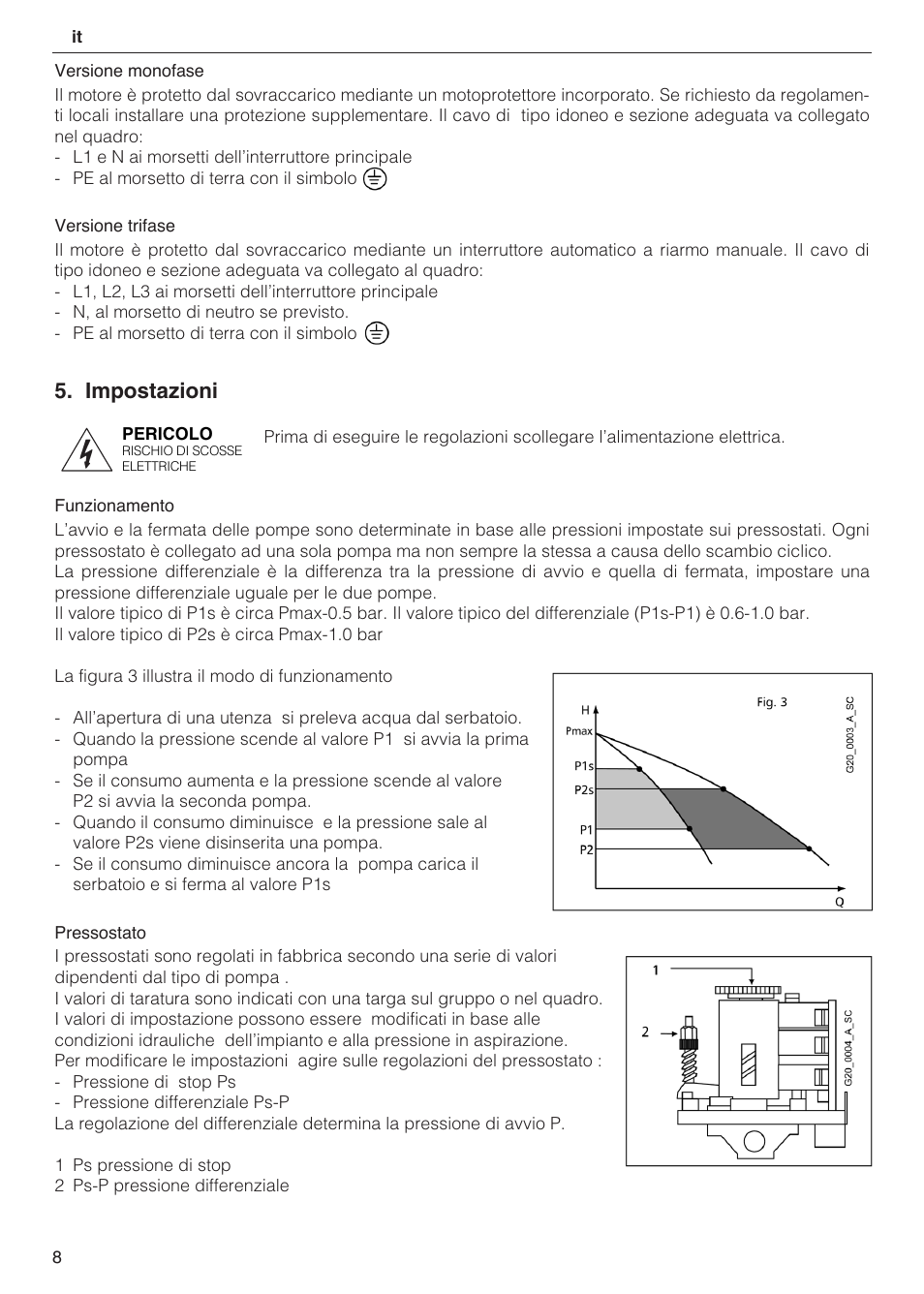 Impostazioni | Xylem 2 Pump Booster Sets GXS20, GMD20, GMY20 User Manual | Page 8 / 88
