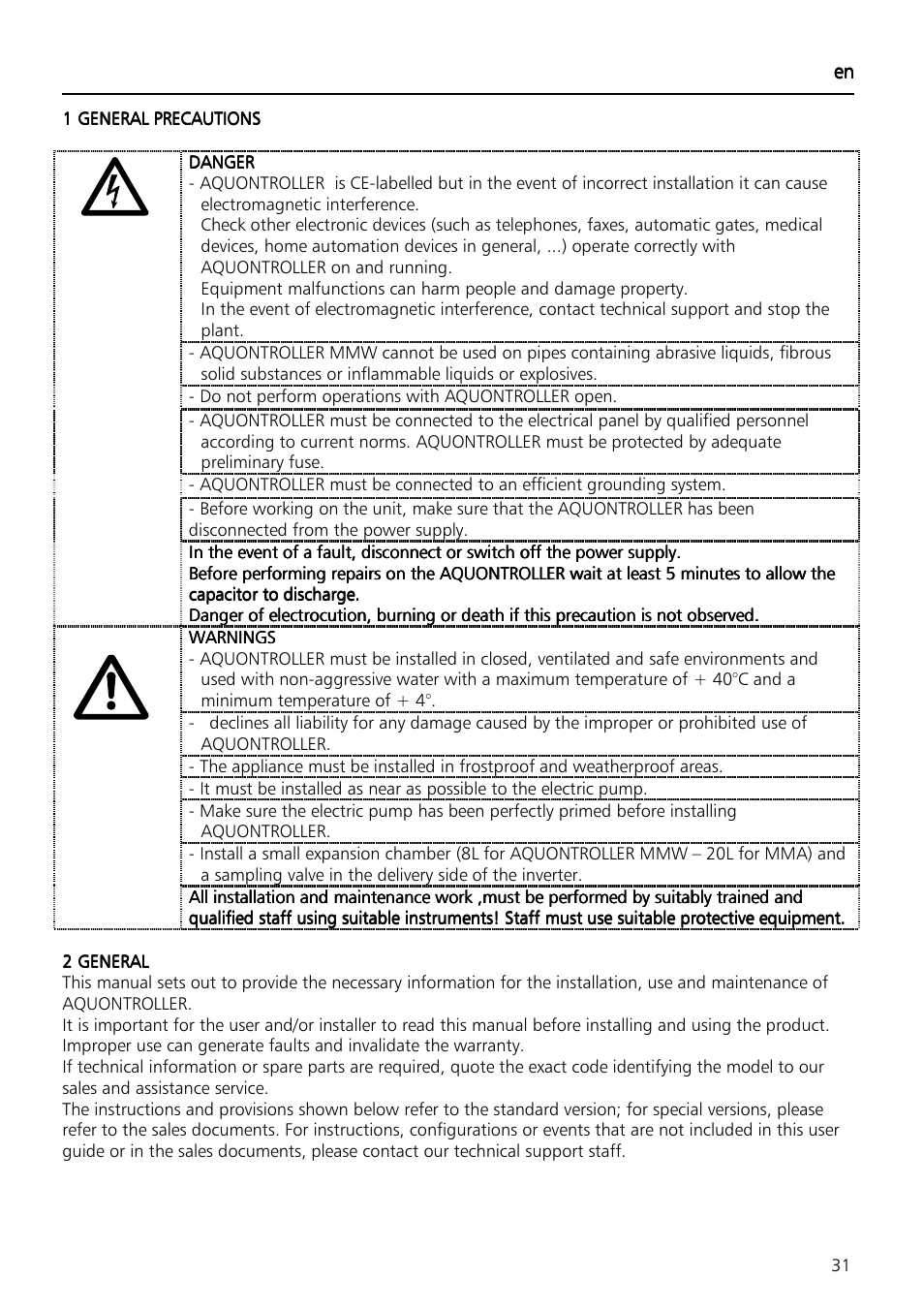 Xylem Aquontroller User Manual | Page 31 / 112