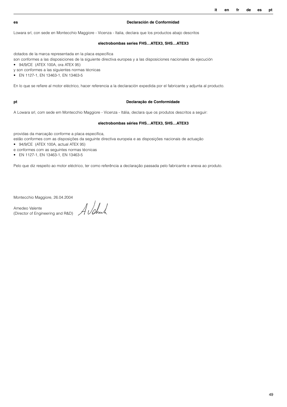 Xylem FHS ATEX3 and SHS ATEX3 series User Manual | Page 49 / 52