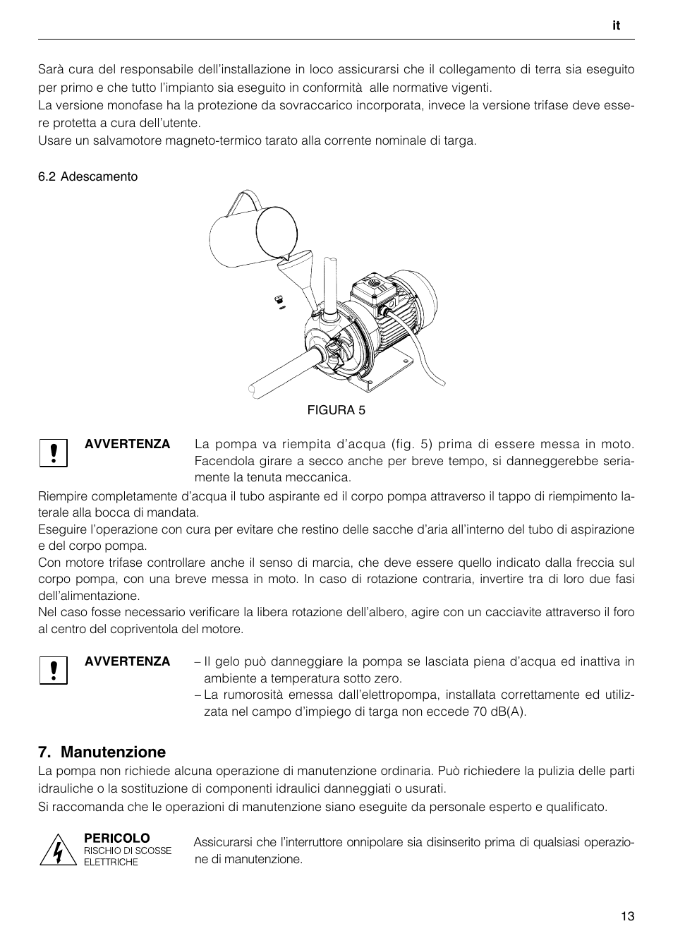 Manutenzione | Xylem CO COM IM User Manual | Page 13 / 68