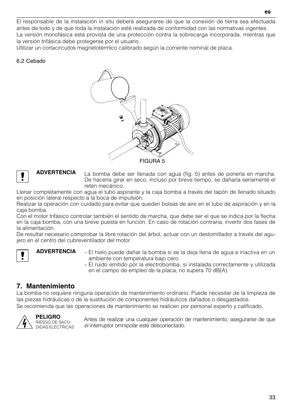 Mantenimiento | Xylem CO COM IM User Manual | Page 33 / 68
