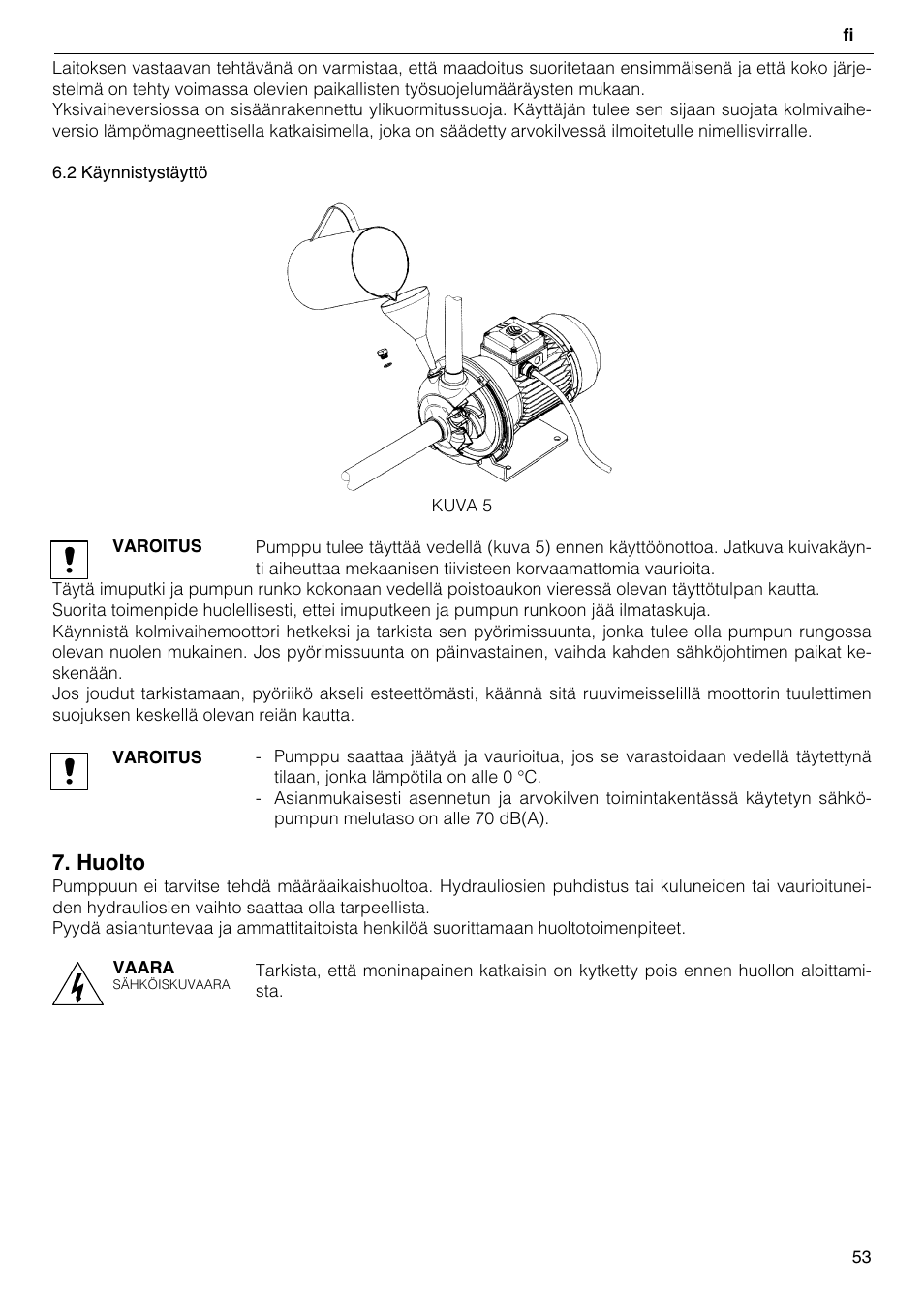 Huolto | Xylem CO COM IM User Manual | Page 53 / 68