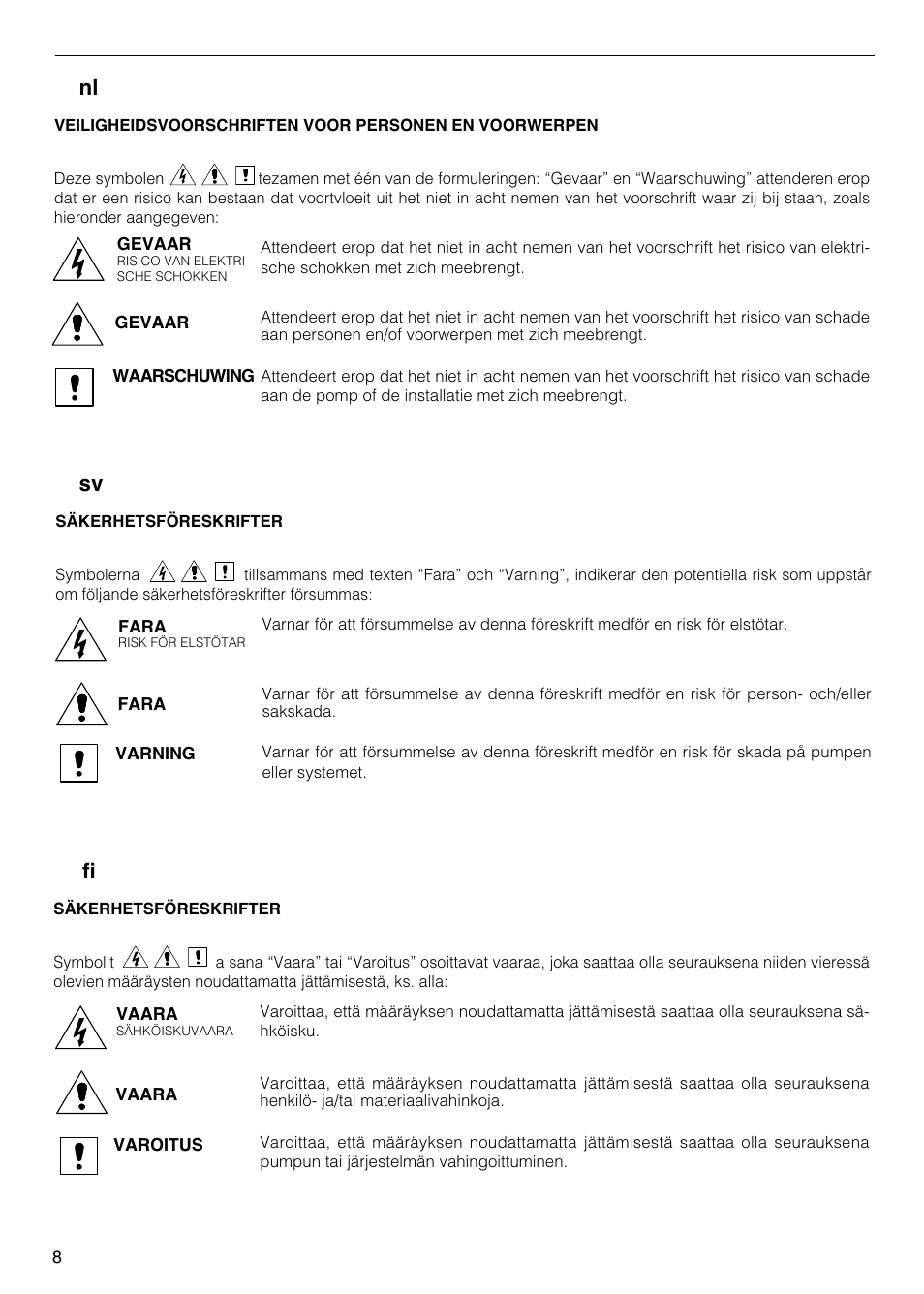 Fi sv nl | Xylem CO COM IM User Manual | Page 8 / 68