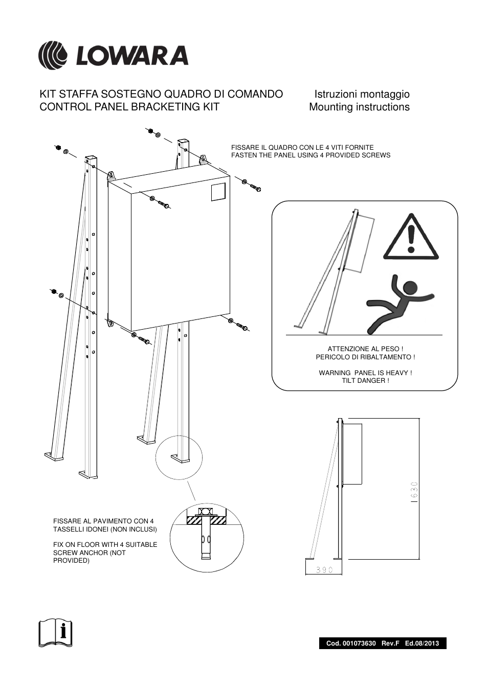 Xylem Control panel bracketing kit User Manual | 2 pages