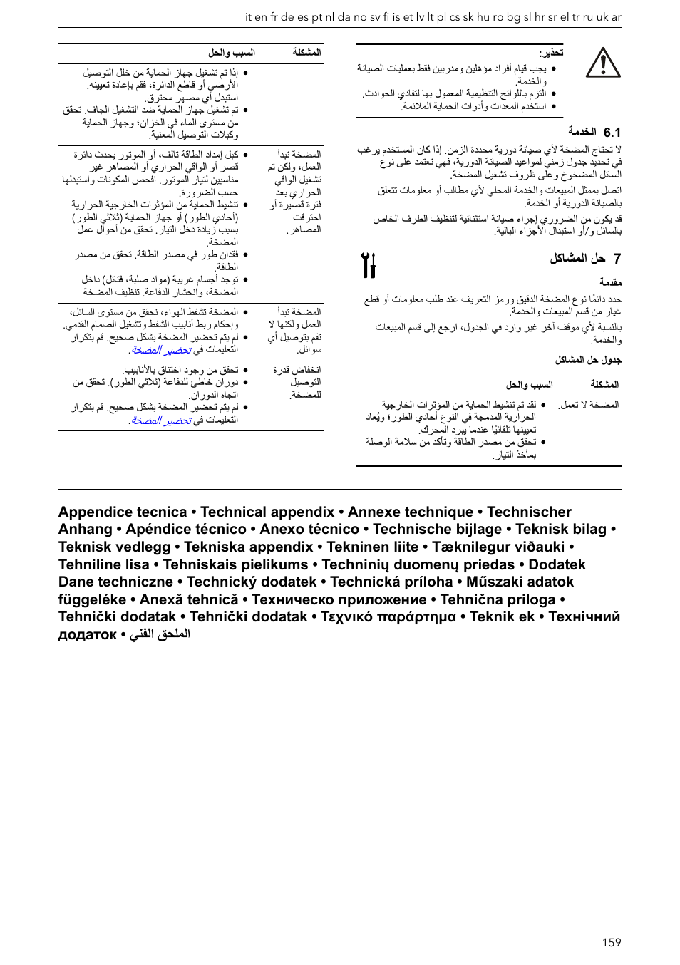 1 الخدمة, 7 حل المشاكل, لكاشملا | 7لح لكاشملا | Xylem e-HM User Manual | Page 159 / 172