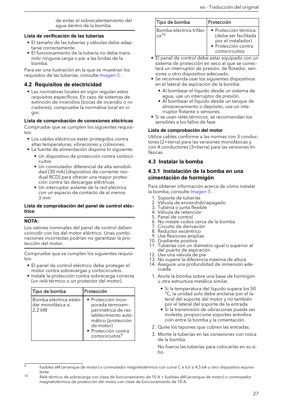2 requisitos de electricidad, 3 instalar la bomba | Xylem e-HM User Manual | Page 27 / 172