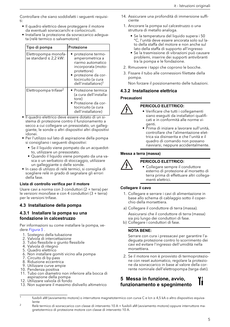 3 installazione della pompa, 2 installazione elettrica, Collegare il cavo | Xylem e-HM User Manual | Page 5 / 172