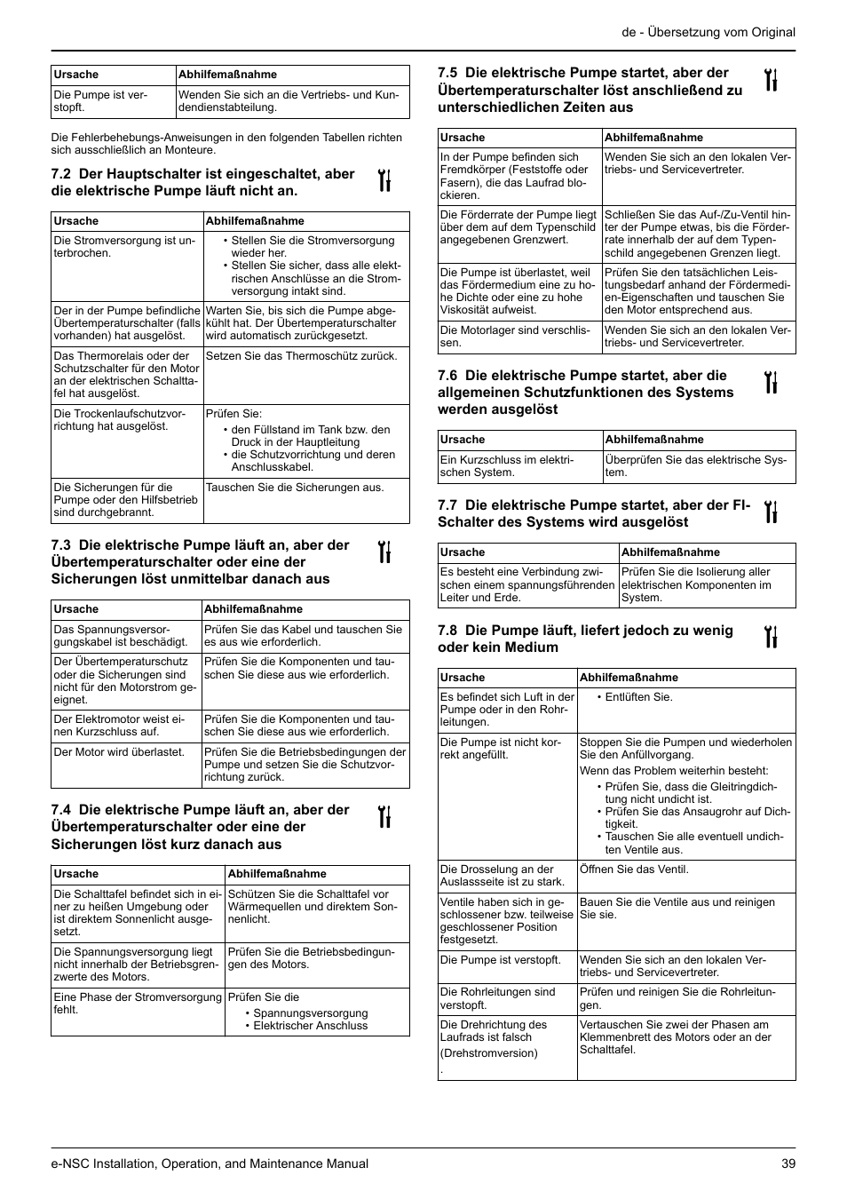Xylem e-NSC, e-NSCF, e-NSCC User Manual | Page 39 / 80