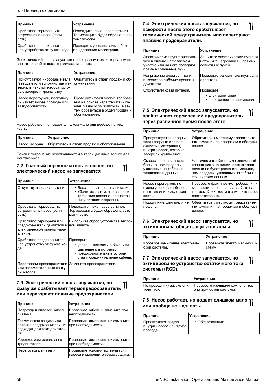 Xylem e-NSC, e-NSCF, e-NSCC User Manual | Page 58 / 80