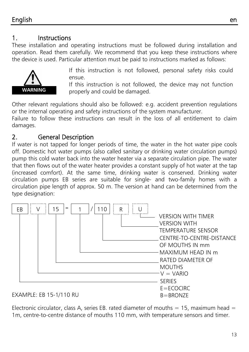 Xylem ECOCIRC EB EBV IM User Manual | Page 13 / 72