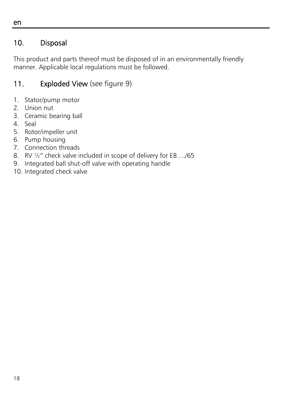 Xylem ECOCIRC EB EBV IM User Manual | Page 18 / 72