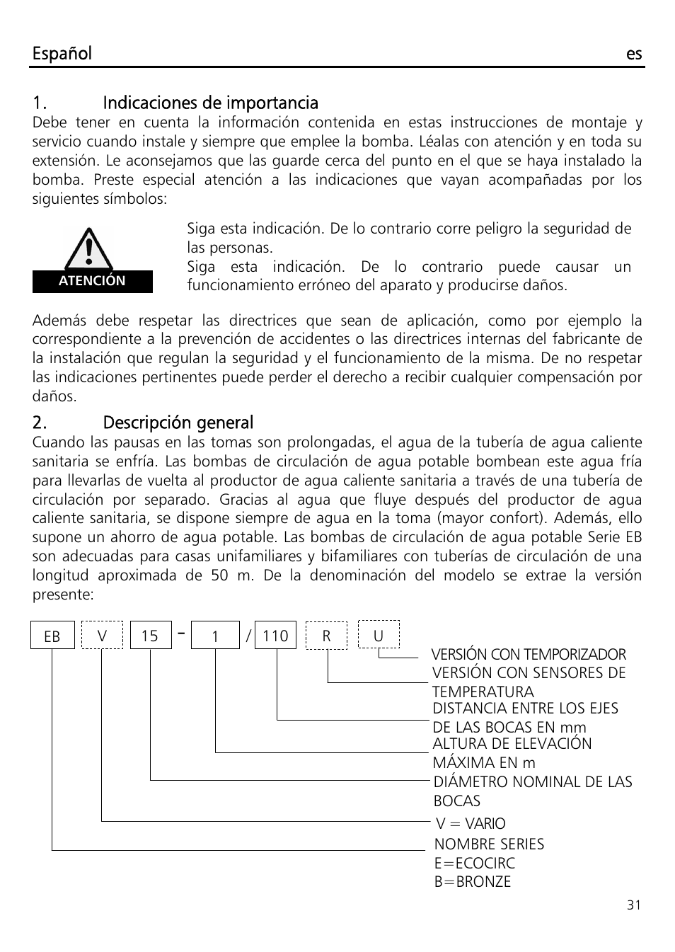 Xylem ECOCIRC EB EBV IM User Manual | Page 31 / 72