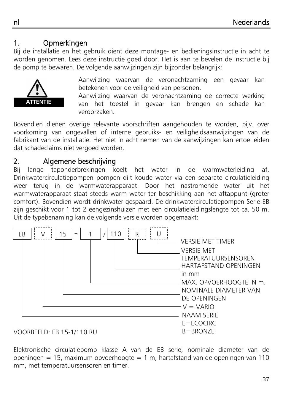 Xylem ECOCIRC EB EBV IM User Manual | Page 37 / 72