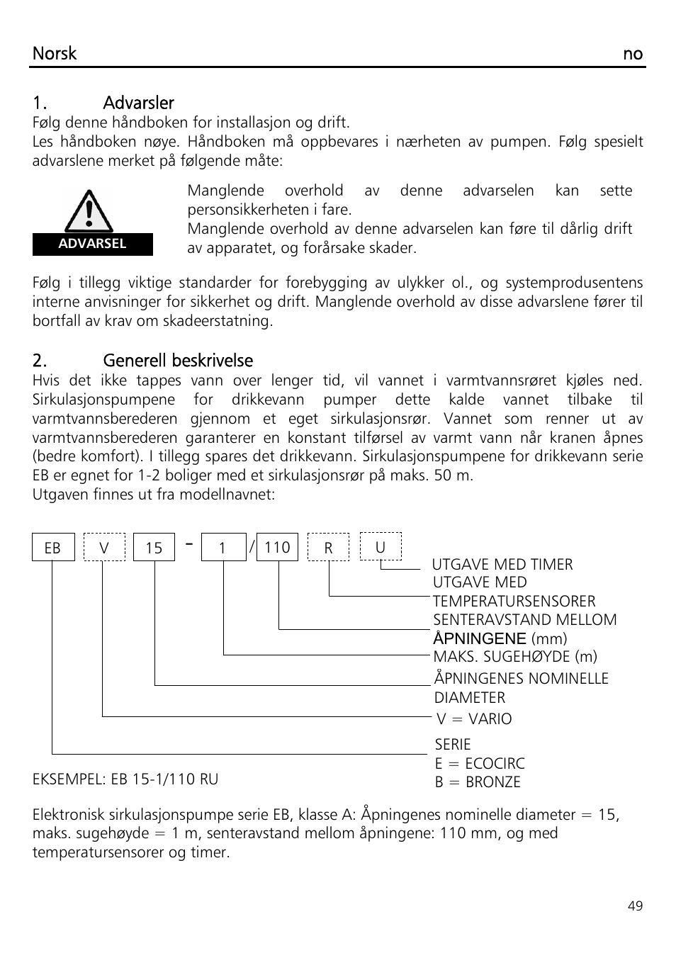 Xylem ECOCIRC EB EBV IM User Manual | Page 49 / 72