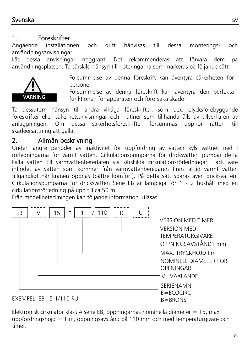 Xylem ECOCIRC EB EBV IM User Manual | Page 55 / 72