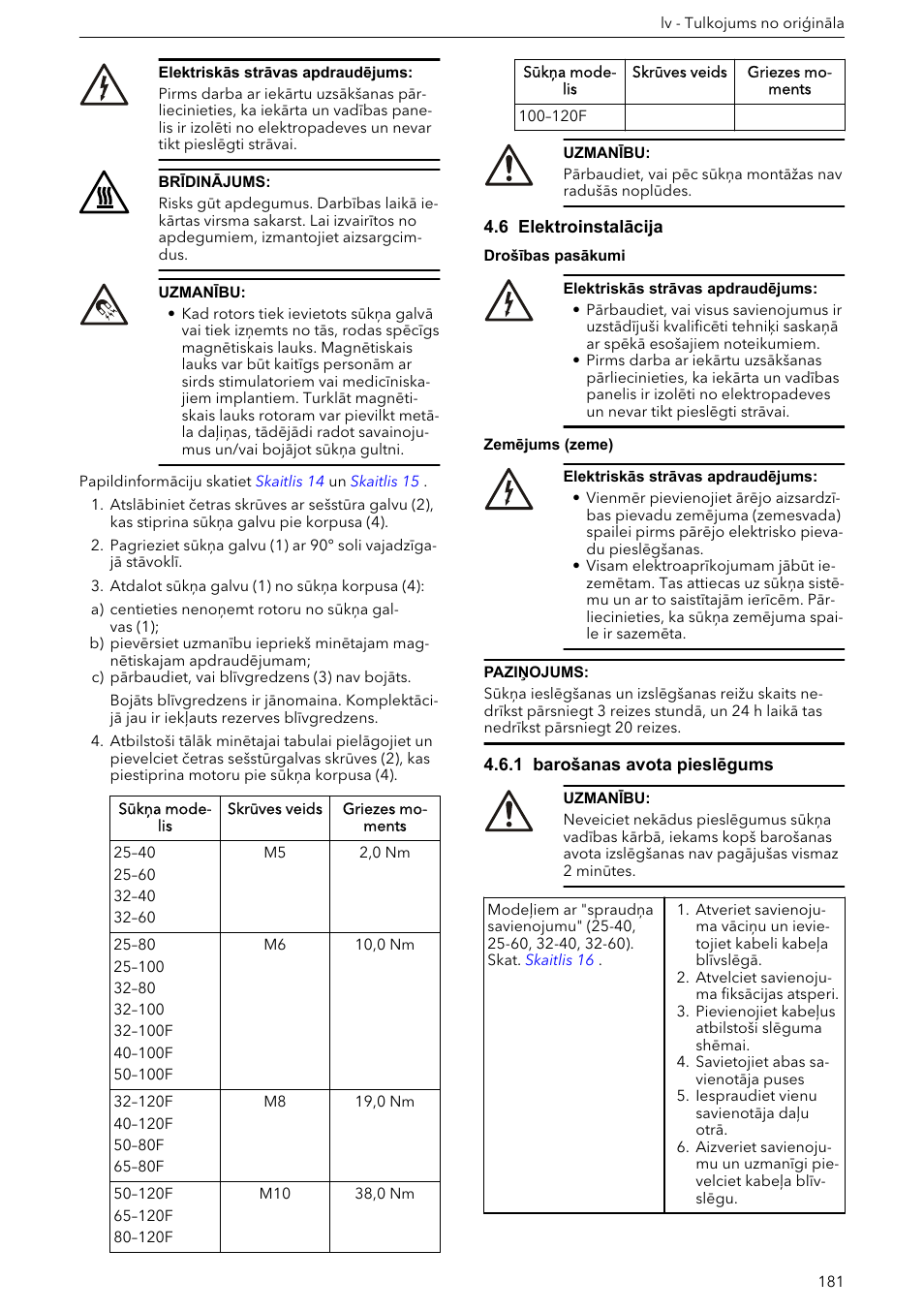 6 elektroinstalācija, 1 barošanas avota pieslēgums | Xylem ECOCIRC XL & XLplus User Manual | Page 181 / 404