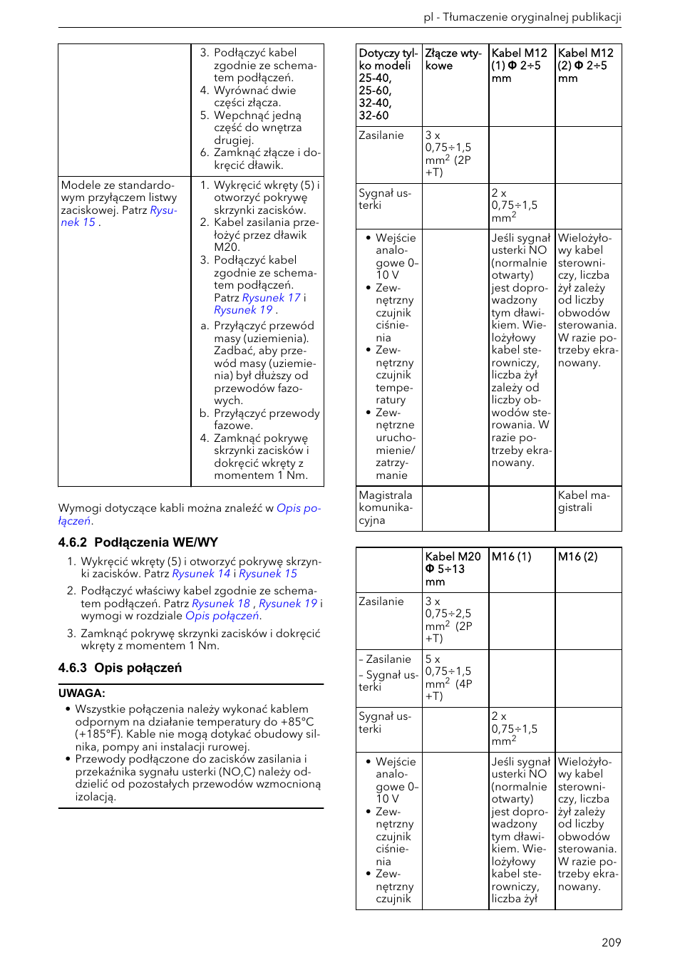 2 podłączenia we/wy, 3 opis połączeń | Xylem ECOCIRC XL & XLplus User Manual | Page 209 / 404