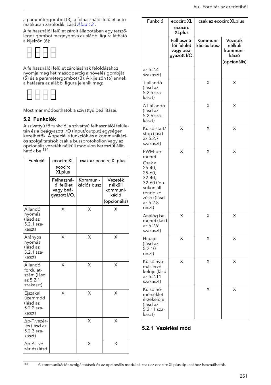 2 funkciók, 1 vezérlési mód | Xylem ECOCIRC XL & XLplus User Manual | Page 251 / 404