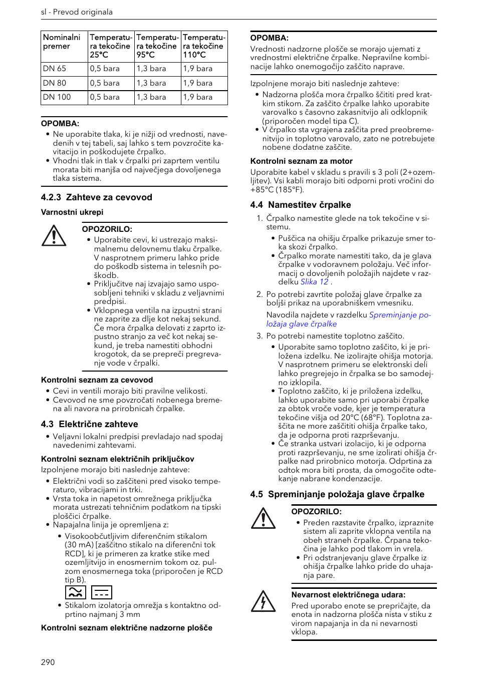 3 zahteve za cevovod, 3 električne zahteve, 4 namestitev črpalke | 5 spreminjanje položaja glave črpalke | Xylem ECOCIRC XL & XLplus User Manual | Page 290 / 404