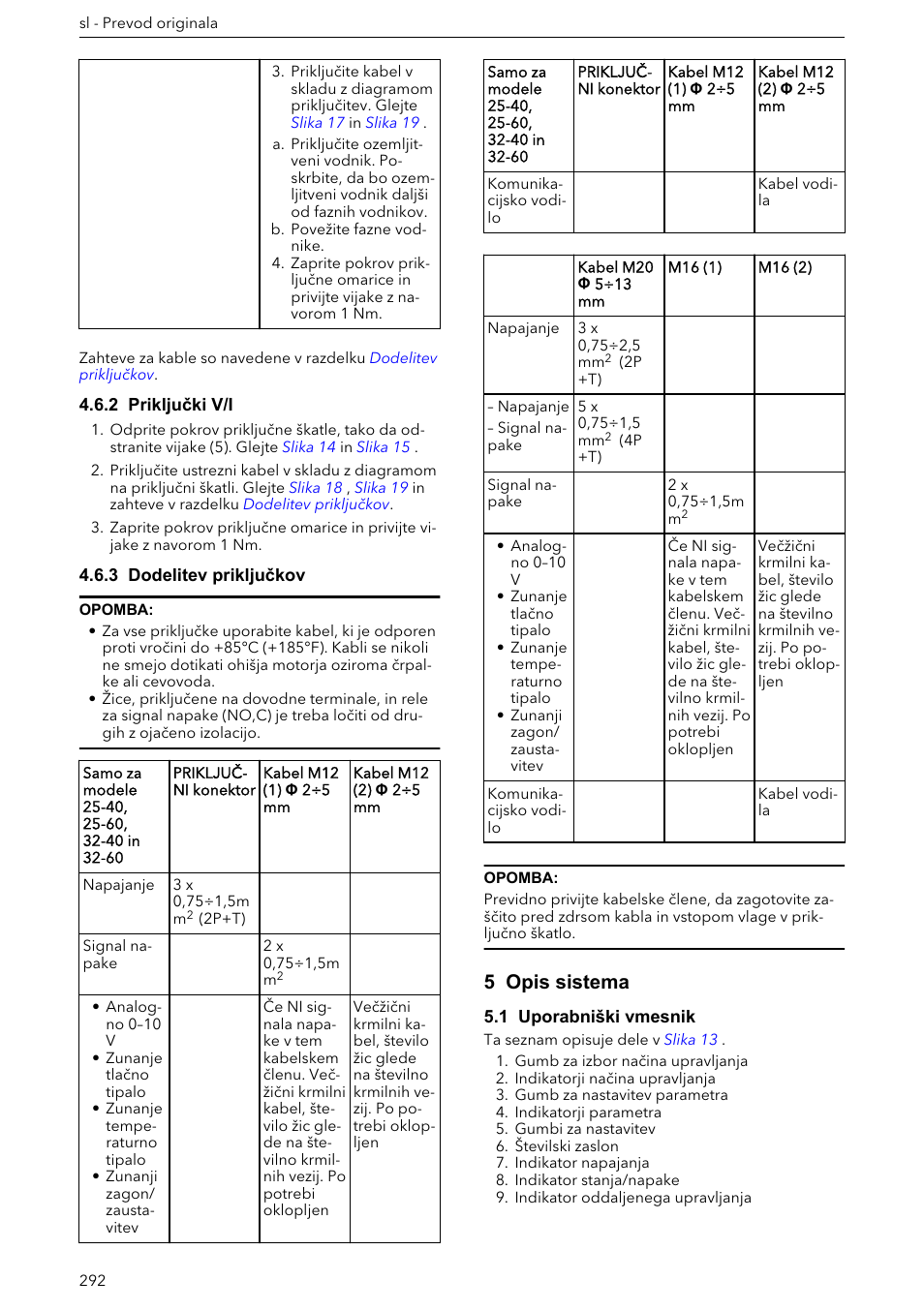 2 priključki v/i, 3 dodelitev priključkov, 5 opis sistema | 1 uporabniški vmesnik | Xylem ECOCIRC XL & XLplus User Manual | Page 292 / 404